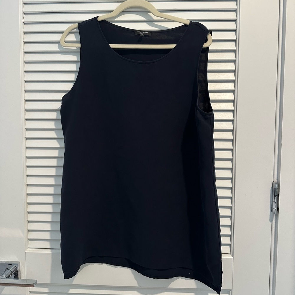 Lafayette 148 New York Navy Sleeveless Blouse